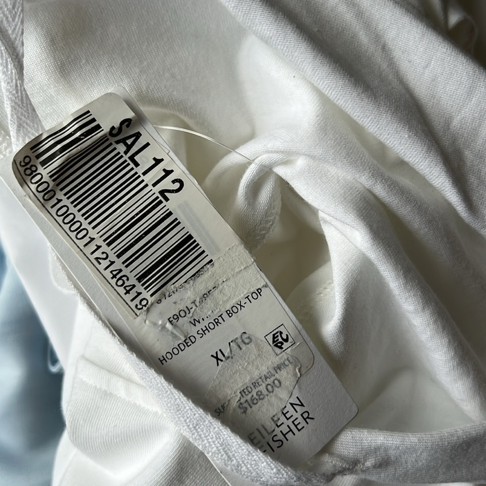 New Eileen Fisher Organic Cotton Stretch Hooded Box-Top Size XL (White) - Picture 7 of 7